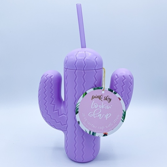 Pink Sky Lookin’ Sharp Cactus Cup w/ Straw - Picture 1 of 5